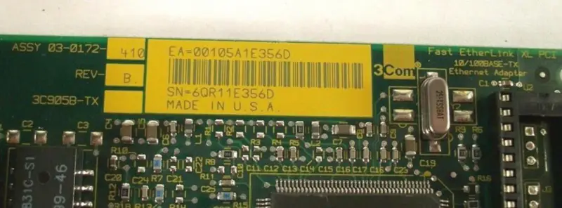 3Com Fast EtherLink XL PCI 3C905B-TX 03-0172-410 REV B 10/100BASE-TX Ethernet-adapter
