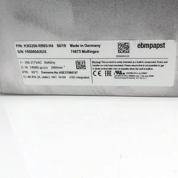 Ebmpapst K3G250-RR03-H4 Vifte