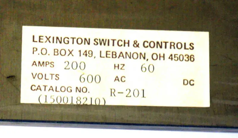LEXINGTON SWITCH & CONTROLS R-201