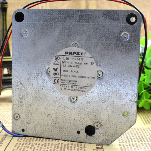 PAPST RL90-18/14N 24V 210MA 5W 2-leder 120*120*37MM 12037