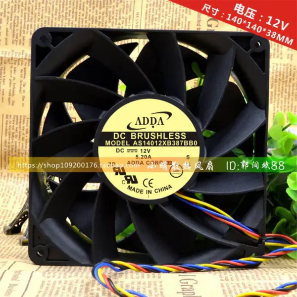 ADDA 14038 14CM 12V 5,20A AS14012XB387BB0 vifte