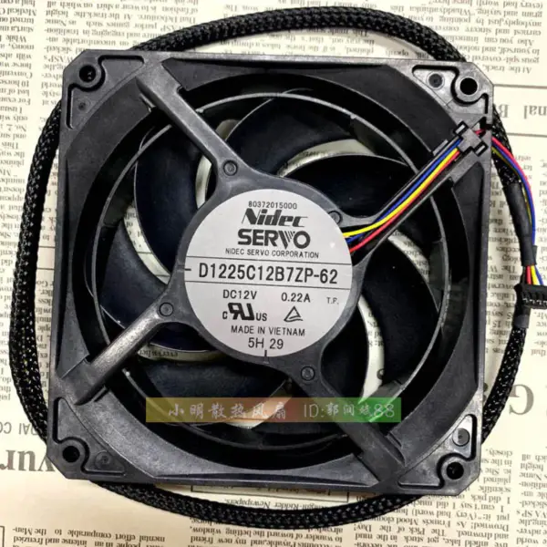 NIDEC 12025 12CM D1225C12B7ZP-62 12V 0.22A fan