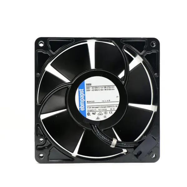 størrelse 127 x 127 x 38 mm 230 V vekselstrøm luftstrøm 180 m3 / t 2750 o/min 5958 ebmpapst kjølevifte
