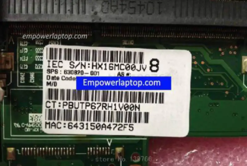 HP 630820-001 DV3 DV3-4000 Motherboard