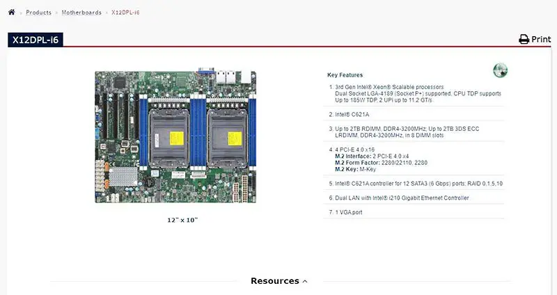 X12dpl-i6 For Supermicro hovedkort Lga-4189 Xeon skalerbare prosessorer Pci-e 4.0 Sata3 (6 Gbps) Dual Lan med Intel I210