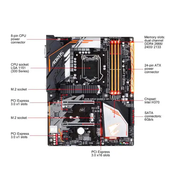H370 Aorus Gaming 3 Wifi For Gigabyte Lga1151 H370 Ddr4 64gb Core I7/i5/i3 Atx Motherboard