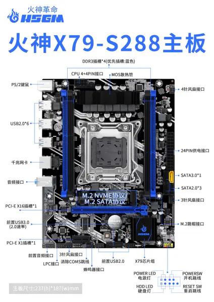 Hsgm X79-s288 Motherboard Support Dual Channel Ddr3 Computer Motherboard For Server