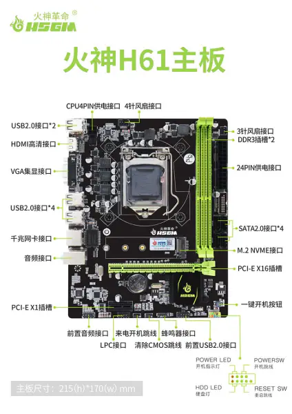 Hsgm H61-v1816 Gigabit Motherboard Lga 1155 Cpu Slot Motherboard For Desktop