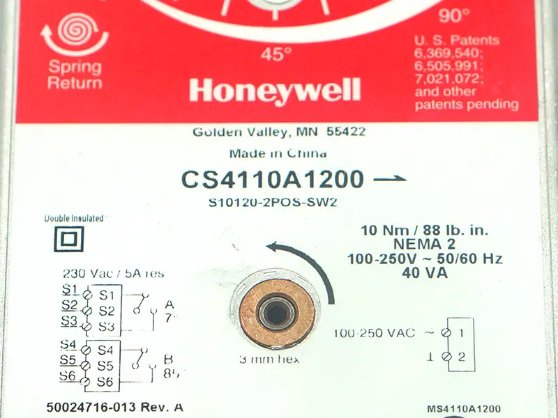 Honeywell CS4110A1200 Damper Valve Actuator