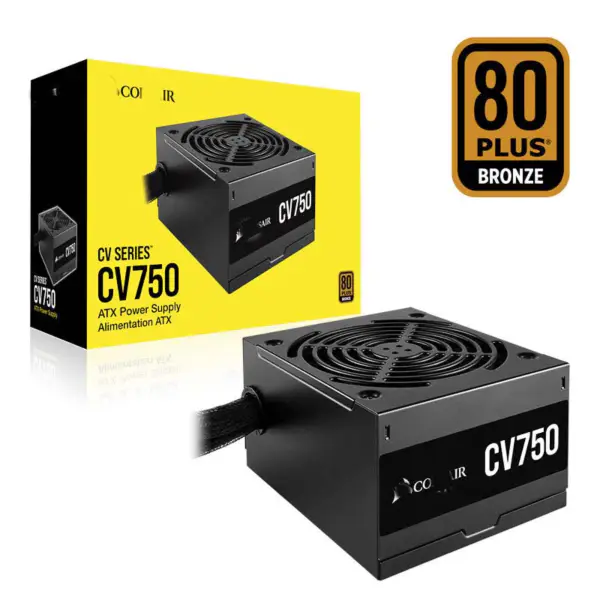 Cors Air Power Pc-strømforsyning Cv750 750w Atx High Power Supply 80plus Low Noise Fan Rps0146