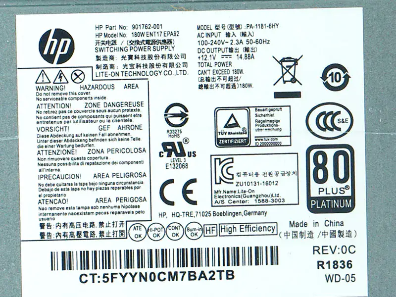 HP PA-1181-6HY D16-180P1B Power Supply
