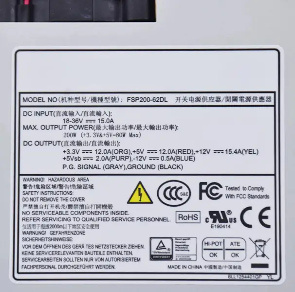 1U FLEX DC-strømforsyning FSP200-62DL 18-36 VDC-inngang