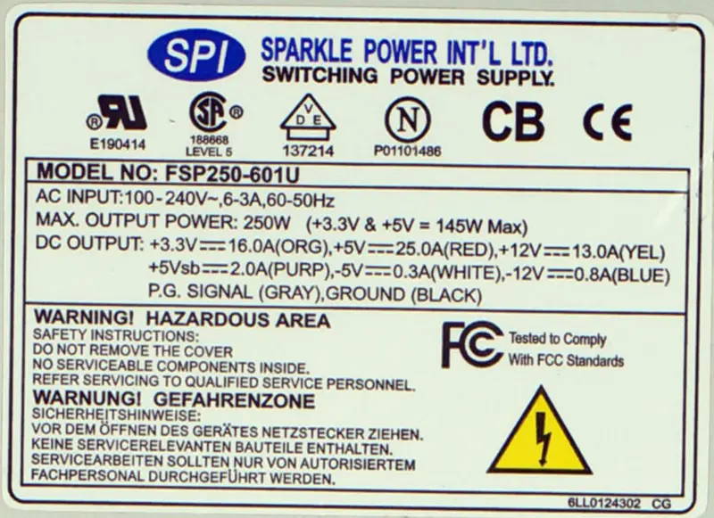 FSP FSP250-601U 250W AT 1U strømforsyning