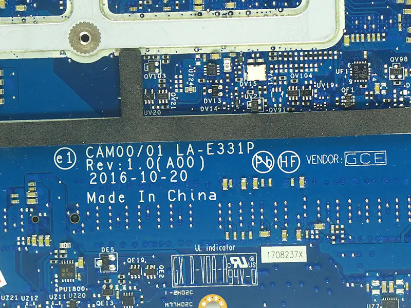 Dell XPS 15 9560 CAM00/01 LA-E331P CN-0YV12N 0YV12N YV12N Hovedkort