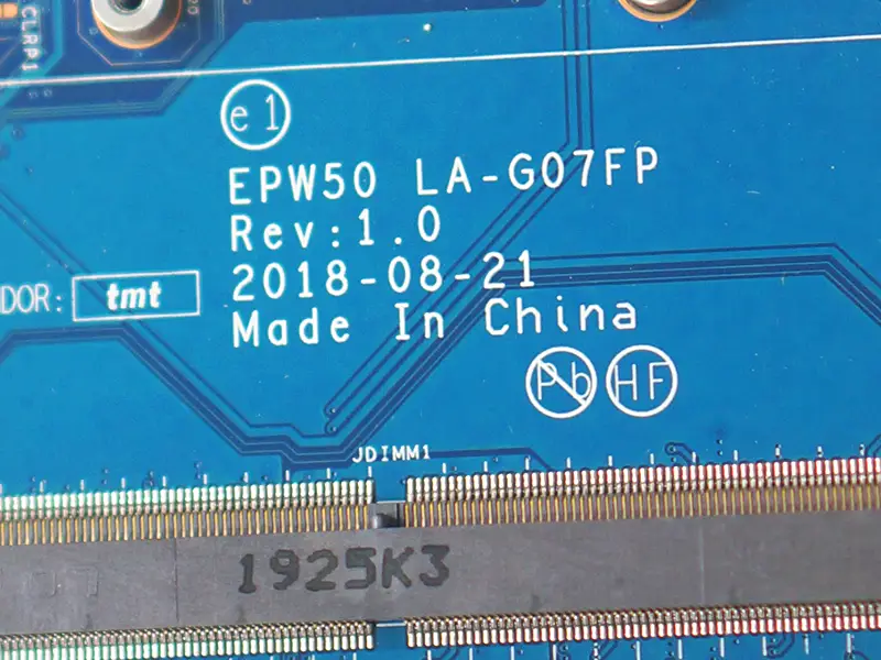 HP 15-DA 15T-DA EPW50 LA-G07FP L68087-601 L68087-501 L68087-001 hovedkort SRGP5 I3-10110U DDR4