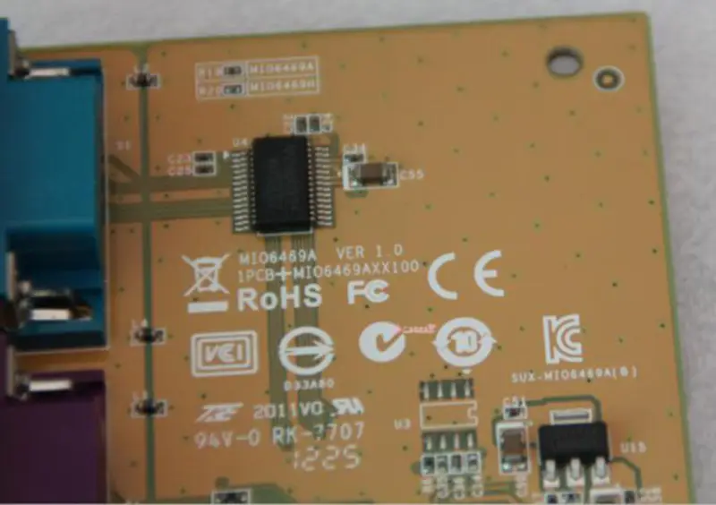 Sunix MIO6469A Seriell parallell PCI-e-kort RS232 LPT1 hovedkort