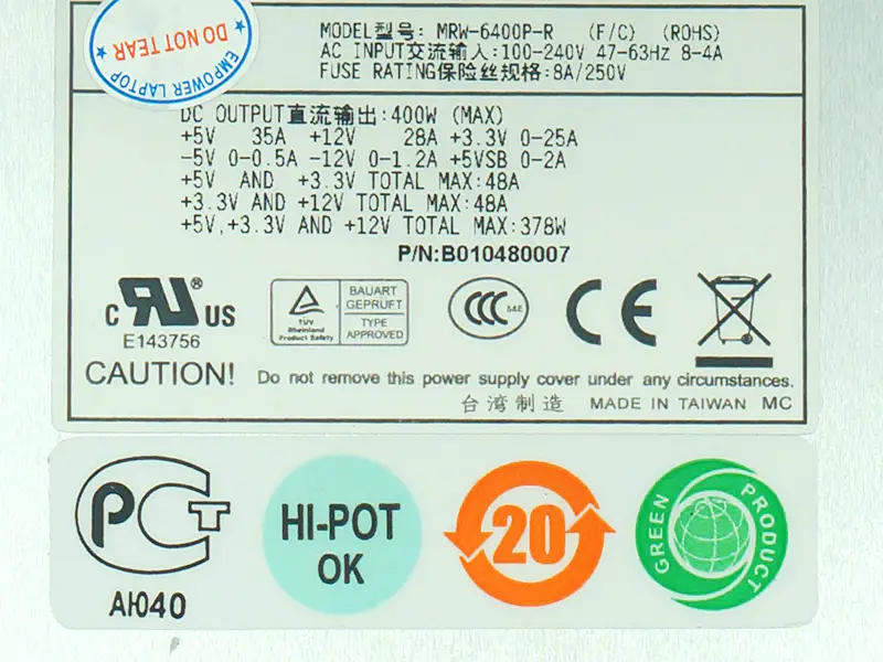 Zippy Emacs MRW-6400P-R Power supply