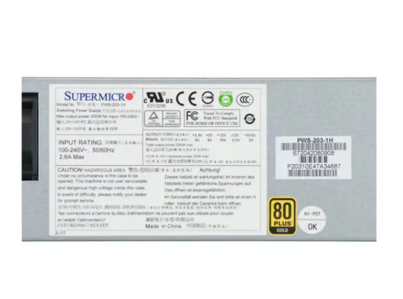 Supermicro PWS-203-1H Strømforsyning