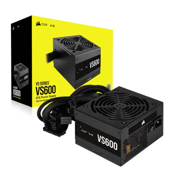 Cors Air Power Pc Strømforsyning Vs600 600w Atx Strømforsyning 80 Plus Kompakt størrelse med lavt støynivå 12cm vifte Rps0038