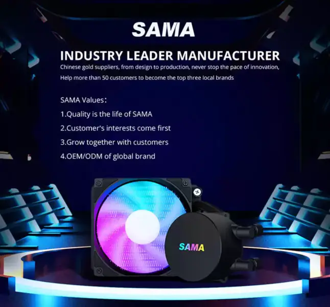 Sama 120mm kjøler CPU Liquido Intel CPU-kjøler med temperatur Gaming Computer Liquid Cooler