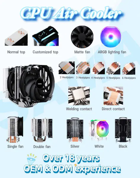 Sama 122*75*158mm 4 Heatpipes Cpu Air Cooler Frgb Cpu Radiator