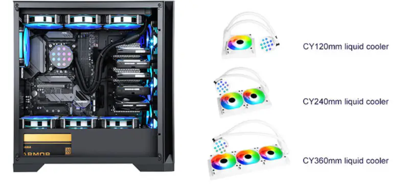 Sama 24cm Aio Cpu Cooler Radiator Copper Display Water Liquid Cooling Pc Cpu Cooler Rgb Glow With Lower Noise Pump