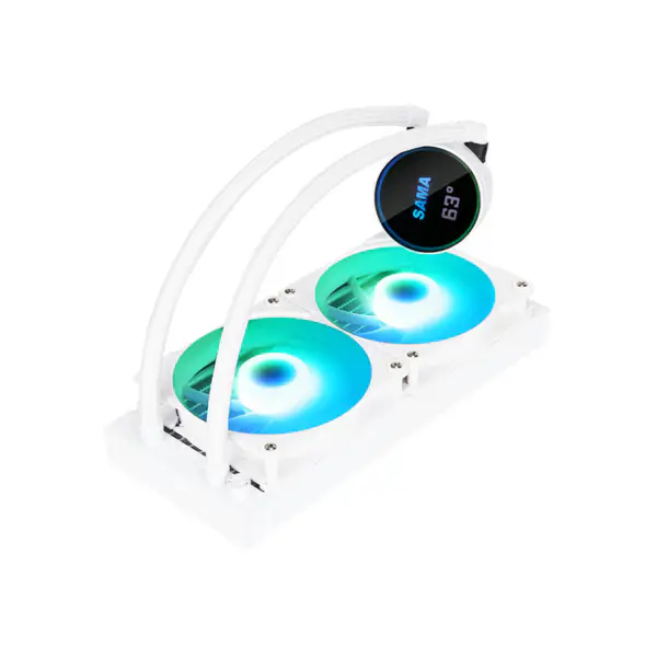 Sama Customizable Logo Argb Cooling Fan Cpu Cooler White/black Version Lcd Display Cpu Core Temperature Pc Liquid Cooler