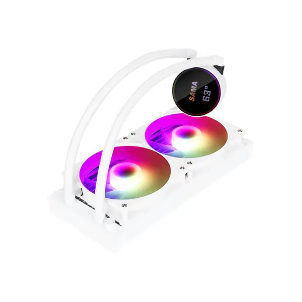 Sama Customizable Logo Argb Cooling Fan Cpu Cooler White/black Version Lcd Display Cpu Core Temperature Pc Liquid Cooler