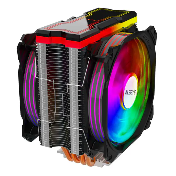 Alseye 120 mm dobbeltvifte med 4 varmerør Rgb CPU-kjøler Aura