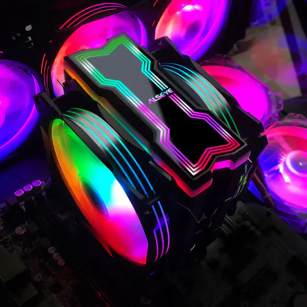 Alseye 120 mm dobbeltvifte med 4 varmerør Rgb CPU-kjøler Aura