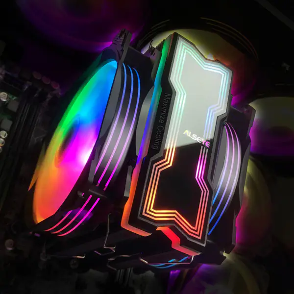 Alseye 120 mm dobbeltvifte med 4 varmerør Rgb CPU-kjøler Aura
